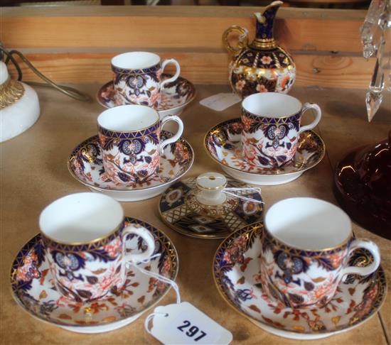 Royal Crown Derby miniature Imari ewer, pattern 6299, similar part set of 5 coffee cans & saucers, etc